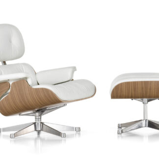 Vitra White Lounge Chair & Ottoman – dimensions classiques – 84 cm