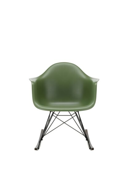 Vitra Eames Plastic Armchair RAR avec coussin d’assise – forest – noir – rouge/cognac – Érable foncé