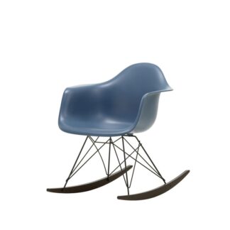 Vitra Eames Plastic Armchair RAR avec coussin d’assise – bleu marin – chromé – rouge/cognac – Érable jaune