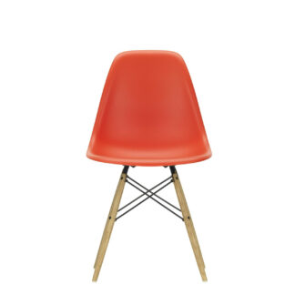 Vitra DSW Eames Plastic Sidechair – poppy red – Frêne couleur miel