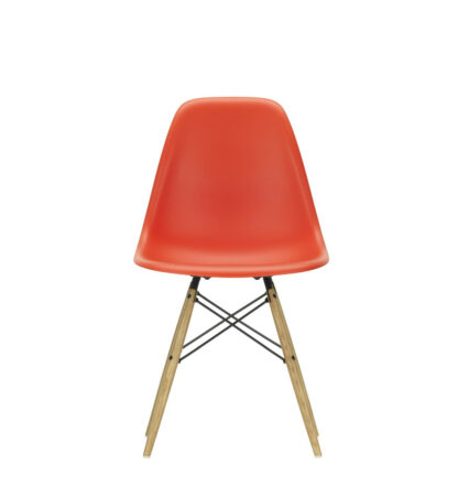 Vitra DSW Eames Plastic Sidechair – poppy red – Frêne couleur miel