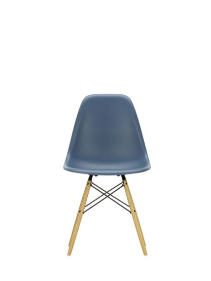 Vitra DSW avec assise rembourrée – bleu marin – Frêne couleur miel – Hopsak – noir