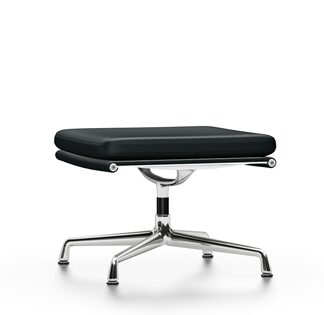 Vitra Chaise en Aluminium – Soft Pad – EA 223 – Tabouret – poli – Cuir nero