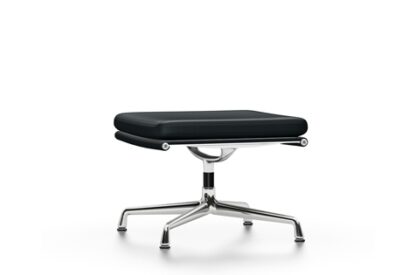 Vitra Chaise en Aluminium – Soft Pad – EA 223 – Tabouret – chromé – Cuir nero
