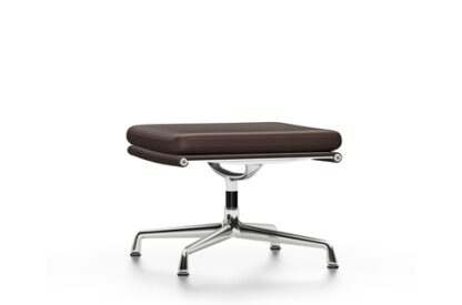 Vitra Chaise en Aluminium – Soft Pad – EA 223 – Tabouret – poli – Cuir chataîgne