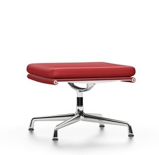 Vitra Chaise en Aluminium – Soft Pad – EA 223 – Tabouret – chromé – Cuir rouge