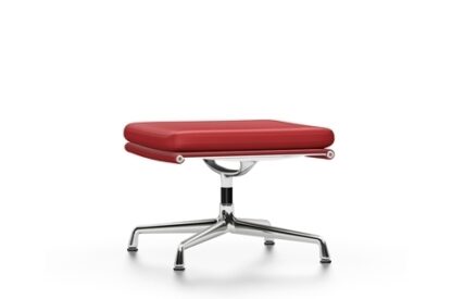 Vitra Chaise en Aluminium – Soft Pad – EA 223 – Tabouret – poli – Cuir rouge