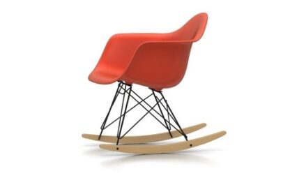 Vitra Eames Plastic Armchair RAR avec coussin d’assise – gris foncé – Érable jaune – poppy red – noir