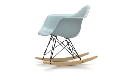 Vitra Eames Plastic Armchair RAR avec coussin d’assise – noir – bleu foncé/ivoire – Érable jaune – gris polaire