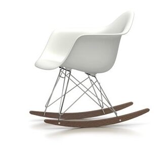 Vitra Eames Plastic Armchair RAR avec coussin d’assise – chromé – bleu foncé/ivoire – Érable foncé – light grey