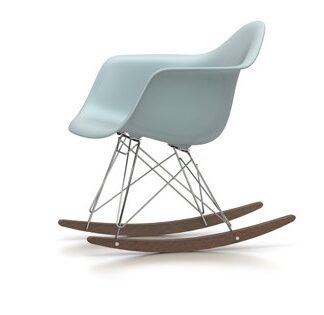 Vitra Chaise à bascule RAR Eames Plastic  – gris polaire – chromé – Patins Érable foncé