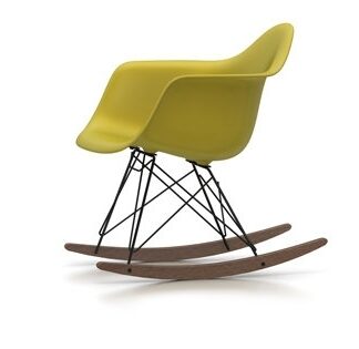 Vitra Eames Plastic Armchair RAR avec coussin d’assise – moutarde – noir – rouge/cognac – Érable foncé