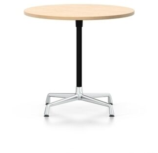 Vitra Table Eames Contract ronde – chêne clair – Stabilisateur chromé, colonne revêtu par poudrage noir basic – Ø 80 cm