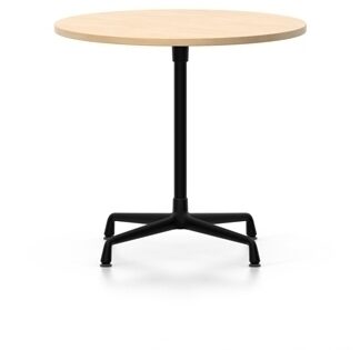 Vitra Table Eames Contract ronde – chêne clair – Stabilisateur et colonne avec revêtement en poudre noir foncé (convient pour l’utilisation à l’extérieur) – Ø 80 cm