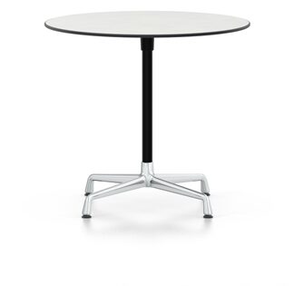 Vitra Table Eames Contract ronde – Noyau: matériau blanc – Stabilisateur chromé, colonne revêtu par poudrage noir basic – Ø 70 cm