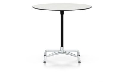 Vitra Table Eames Contract ronde – Noyau: matériau blanc – Stabilisateur chromé, colonne revêtu par poudrage noir basic – Ø 70 cm