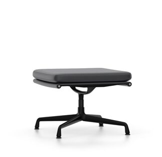 Vitra Chaise en Aluminium – Soft Pad – EA 223 – Tabouret – noir profond – Cuir asphalte