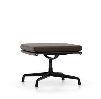 Vitra Chaise en Aluminium – Soft Pad – EA 223 – Tabouret – noir profond – Cuir chocolat