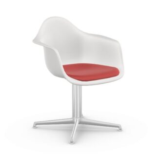 Vitra DAL avec assise rembourrée – blanc – Hopsak – rouge/cognac