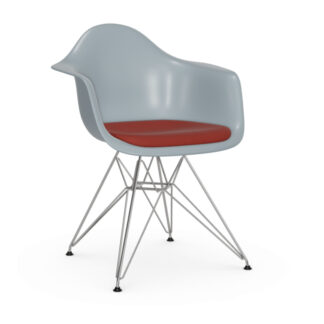 Vitra DAR avec assise rembourrée – gris polaire – Hopsak – rouge/cognac – 46 cm nouvelle hauteur (standard)