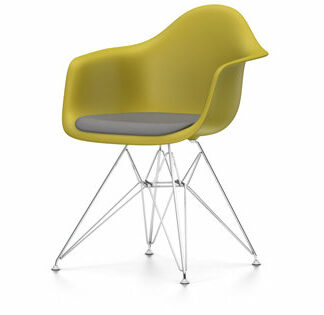 Vitra DAR avec assise rembourrée – moutarde – Hopsak – gris foncé – 46 cm nouvelle hauteur (standard)