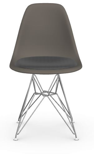 Vitra DSR avec assise rembourrée – granite grey – chrome brillant – Hopsak – gris foncé