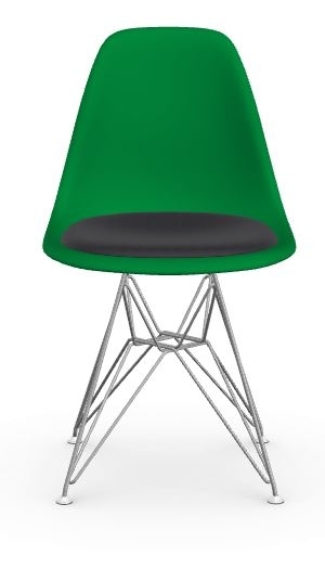 Vitra DSR avec assise rembourrée – vert – chrome brillant – Hopsak – noir