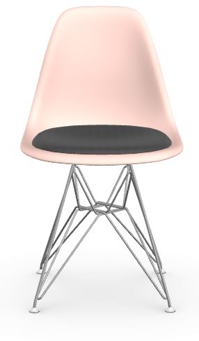 Vitra DSR avec assise rembourrée – pale rose – chrome brillant – Hopsak – gris foncé