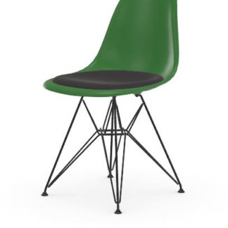 Vitra DSR avec assise rembourrée – vert – noir basique enduit de poudre – Hopsak – gris foncé