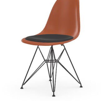Vitra DSR avec assise rembourrée – rusty orange – noir basique enduit de poudre – Hopsak – gris foncé