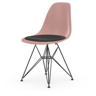 Vitra DSR avec assise rembourrée – pale rose – noir basique enduit de poudre – Hopsak – gris foncé