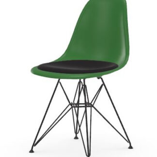 Vitra DSR avec assise rembourrée – vert – noir basique enduit de poudre – Hopsak – noir