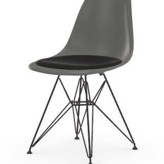 Vitra DSR avec assise rembourrée – granite grey – noir basique enduit de poudre – Hopsak – noir