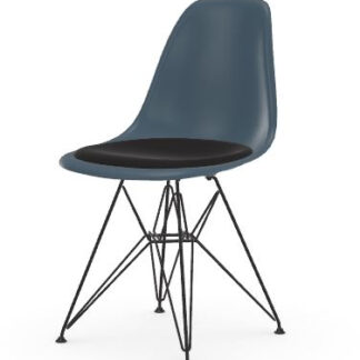 Vitra DSR avec assise rembourrée – bleu marin – noir basique enduit de poudre – Hopsak – noir