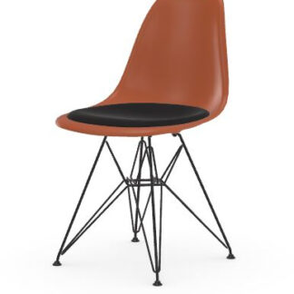 Vitra DSR avec assise rembourrée – rusty orange – noir basique enduit de poudre – Hopsak – noir