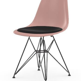 Vitra DSR avec assise rembourrée – pale rose – noir basique enduit de poudre – Hopsak – noir