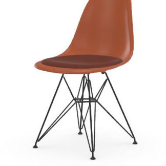 Vitra DSR avec assise rembourrée – rusty orange – noir basique enduit de poudre – Hopsak – rouge/cognac