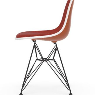 Vitra DSR avec rembourrage intégral - rusty orange - noir basique enduit de poudre - Hopsak - rouge/cognac - cuir blanc