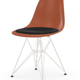 Vitra DSR avec assise rembourrée – rusty orange – blanc – Hopsak – noir