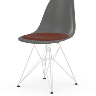 Vitra DSR avec assise rembourrée – granite grey – blanc – Hopsak – rouge/cognac