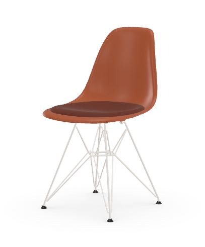Vitra DSR avec assise rembourrée – rusty orange – blanc – Hopsak – rouge/cognac