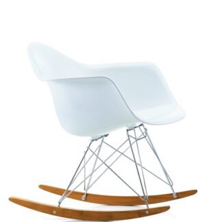 Vitra Eames Plastic Armchair RAR avec coussin d’assise – chromé – gris foncé – Érable foncé – sunlight