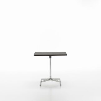 Vitra Table Eames Contract carré – chêne foncé – Stabilisateur chromé, colonne revêtu par poudrage noir basic