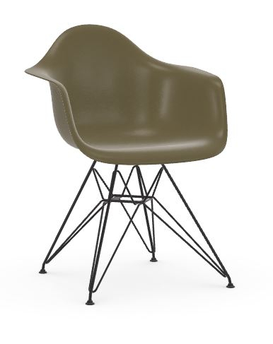 Vitra Chaise Eames en fibre de verre DAR – Raw Umber – noir basique enduit de poudre