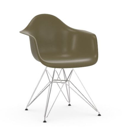 Vitra Chaise Eames en fibre de verre DAR – Raw Umber – chrome brillant