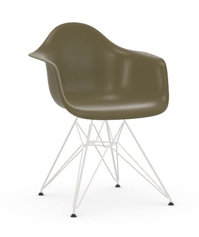 Vitra Chaise Eames en fibre de verre DAR – Raw Umber – blanc