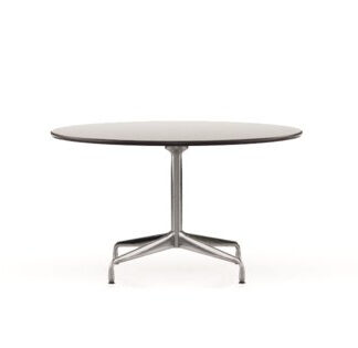 Vitra Table Dining Eames Segmented ronde Ø130 cm – HPL blanc, bord en plastique noir (utilisable à l’extérieur) – chrome brillant
