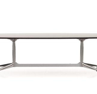 Vitra Eames Segmented Table Dining Bootsform – HPL blanc, bord en plastique noir (utilisable à l’extérieur) – chrome brillant – 220 cm