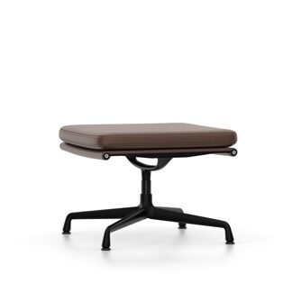 Vitra Chaise en Aluminium – Soft Pad – EA 223 – Tabouret – noir profond – Cuir chataîgne