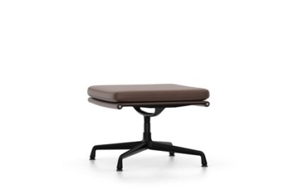 Vitra Chaise en Aluminium – Soft Pad – EA 223 – Tabouret – noir profond – Cuir chataîgne